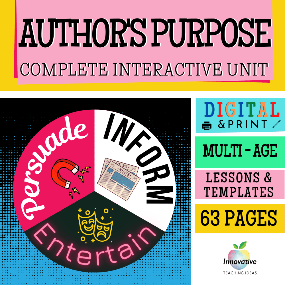 author's purpose | authors purpose unit 1 | The Author's Purpose for students and teachers | literacyideas.com
