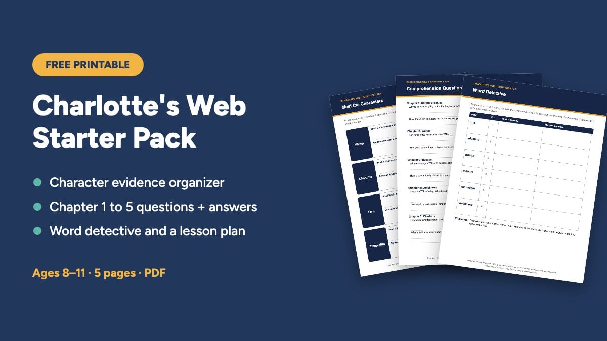 Free printable: Charlotte's Web Chapters 1–5 Starter Pack