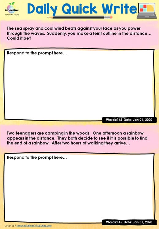 Preview of the Daily Writing Journal (1 of 3)
