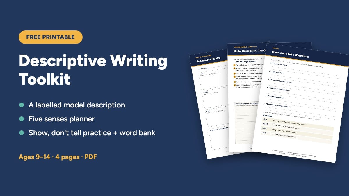 Free printable: Descriptive Writing Toolkit