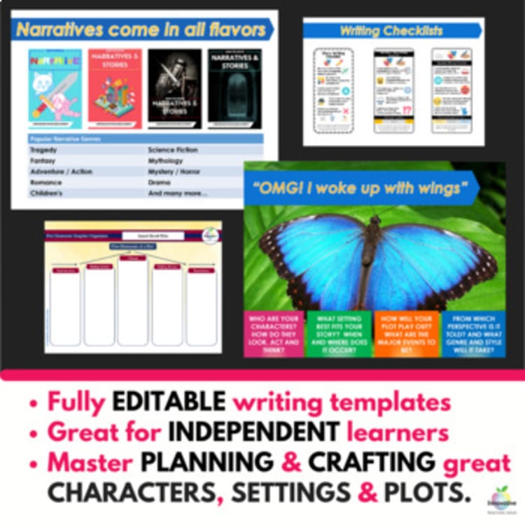 Unit preview: genre slides, writing checklists, plot organiser and a picture prompt