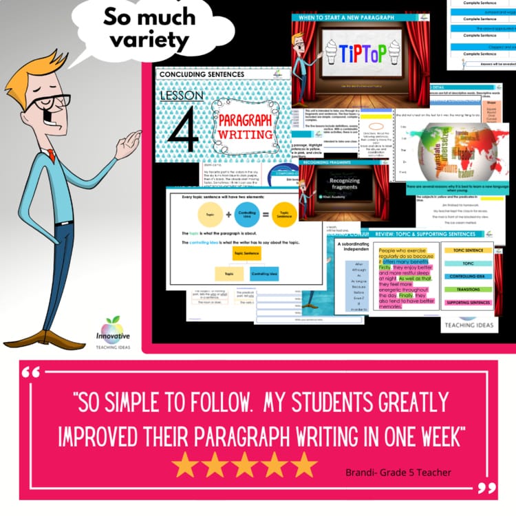 Preview of the Paragraph Writing Unit (3 of 3)