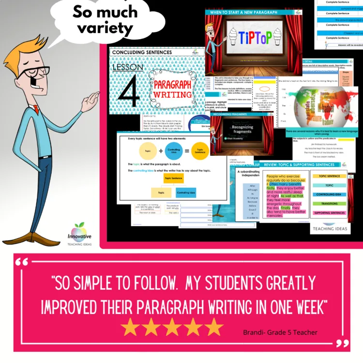 Preview of the Paragraph Writing Unit (3 of 3)