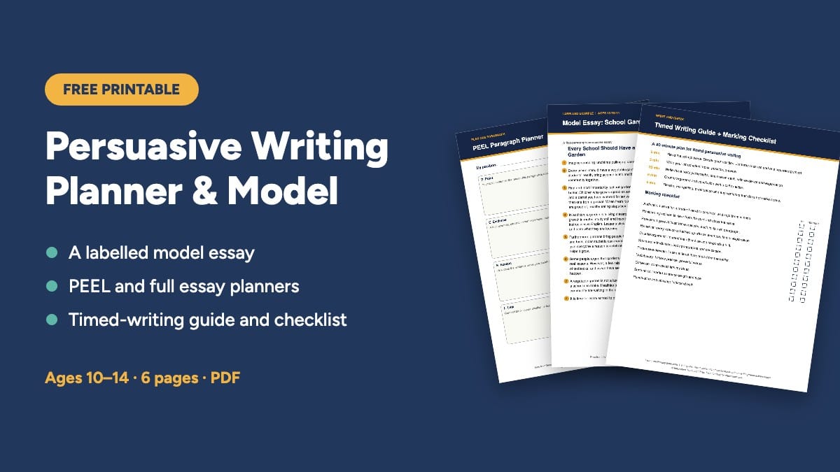 Free printable: Persuasive Writing Planner & Model