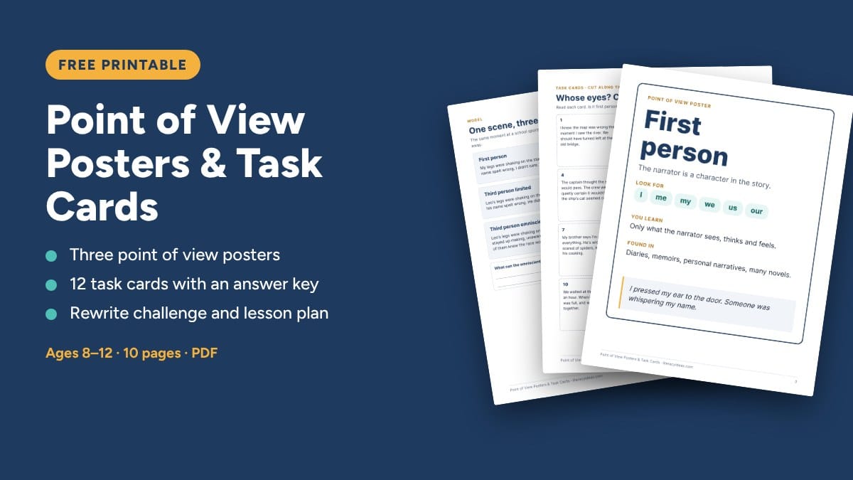 Free printable: Point of View Posters & Task Cards