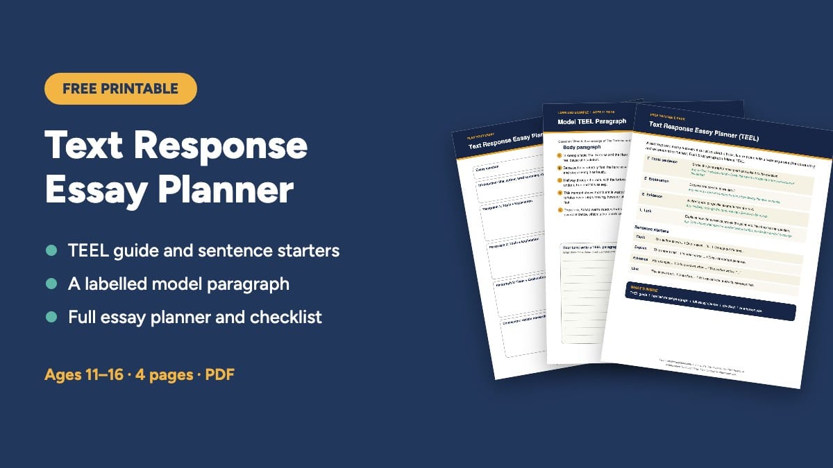 Free printable: Text Response Essay Planner (TEEL)