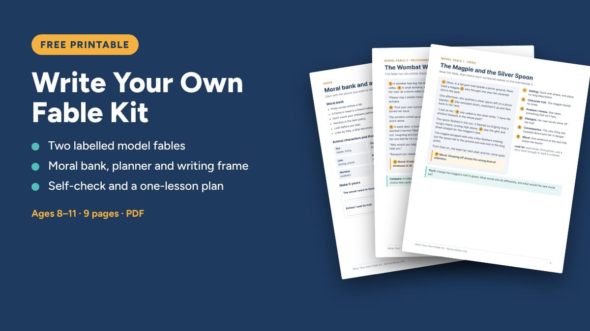 Free printable: Write Your Own Fable Kit