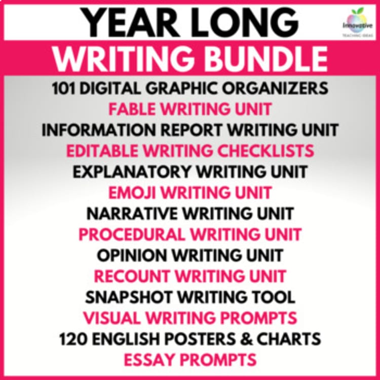 Preview of the Year Long Writing Bundle (1 of 3)
